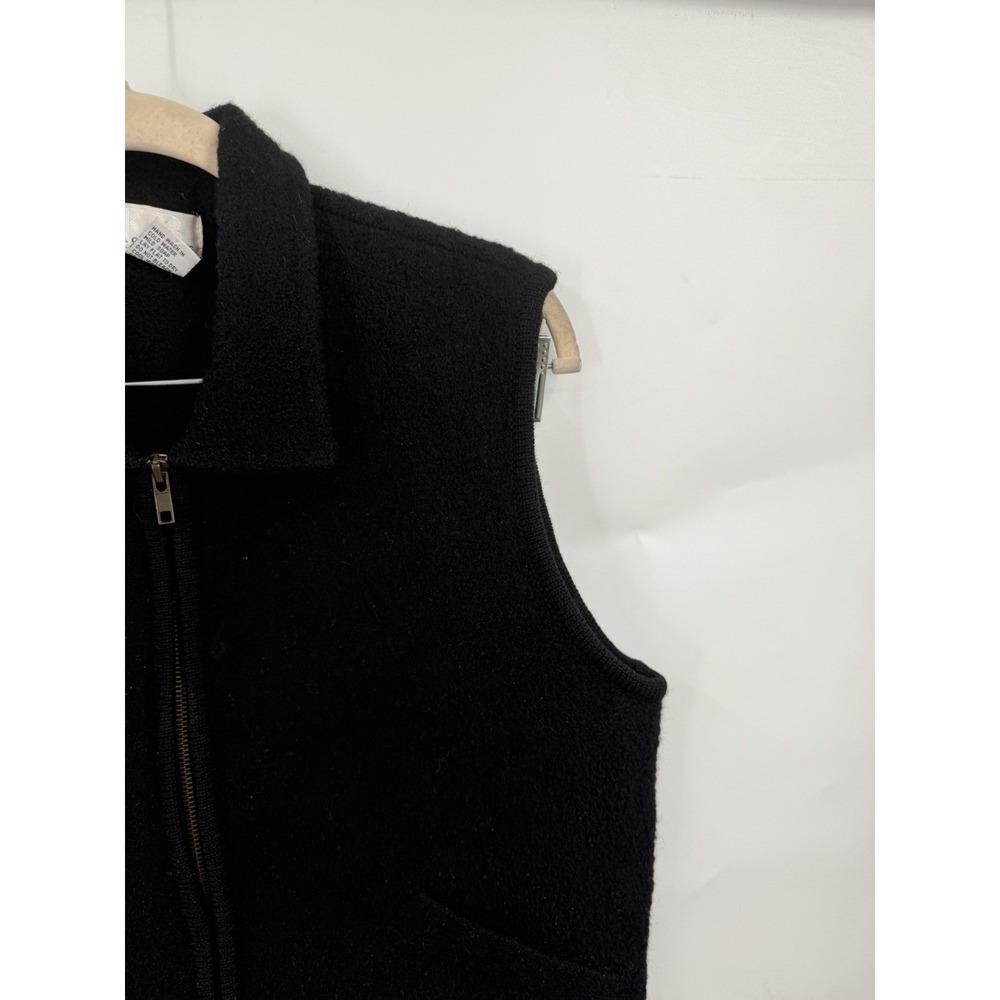 VTG K.B Collection Y2K 100% Wool Zip Sweater Vest Women M Black Crop Boiled Wool - Picture 6 of 7